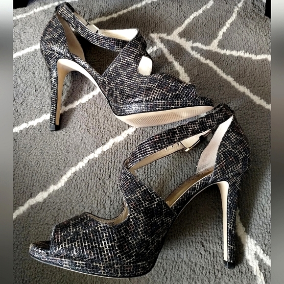 Michael Kors Animal Print Glitter Peep toe, Strappy Heels 👠 - Picture 4 of 12